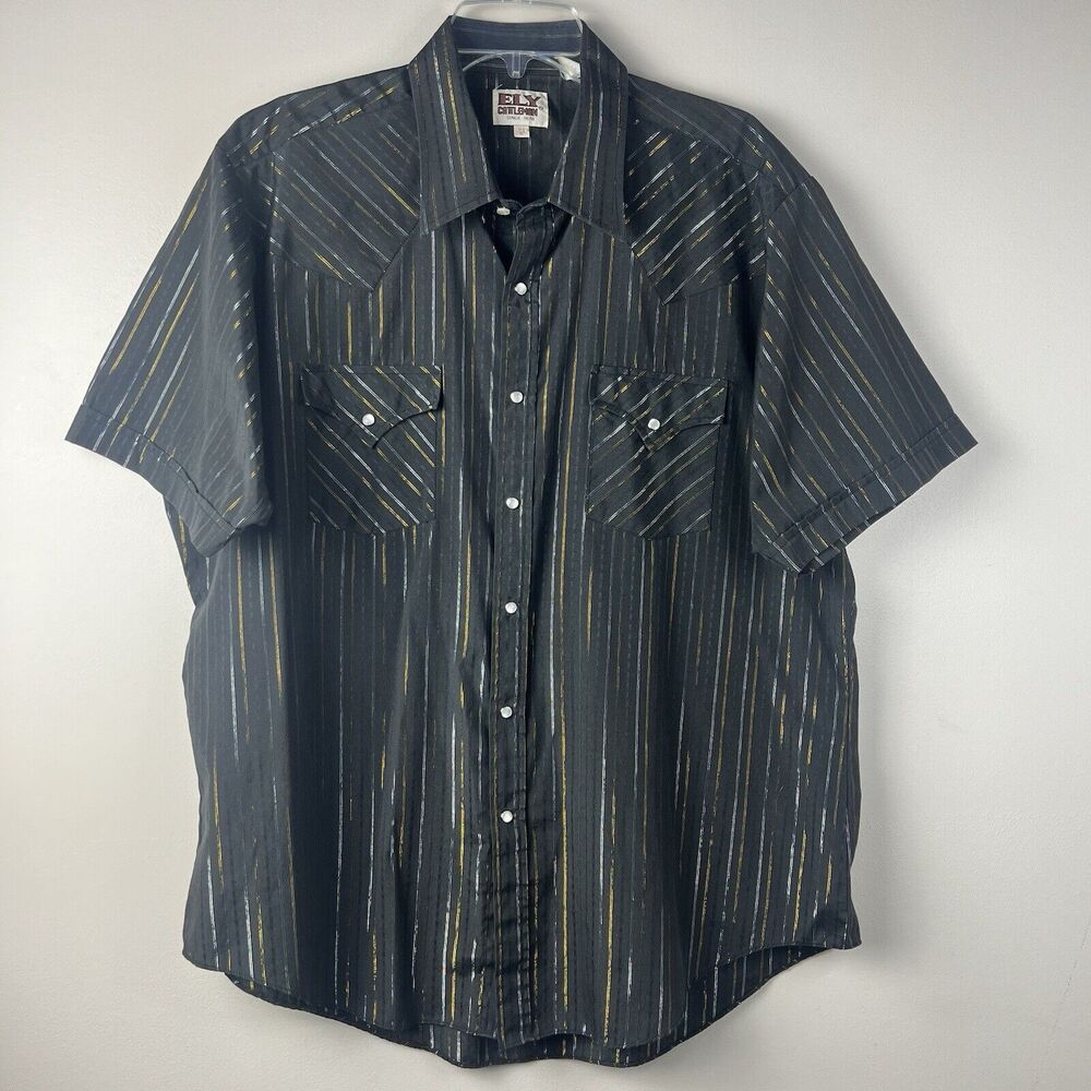 Vintage Ely Cattleman Pinstripe Pearl Snap Men’s Shirt Size XL Western Cowboy